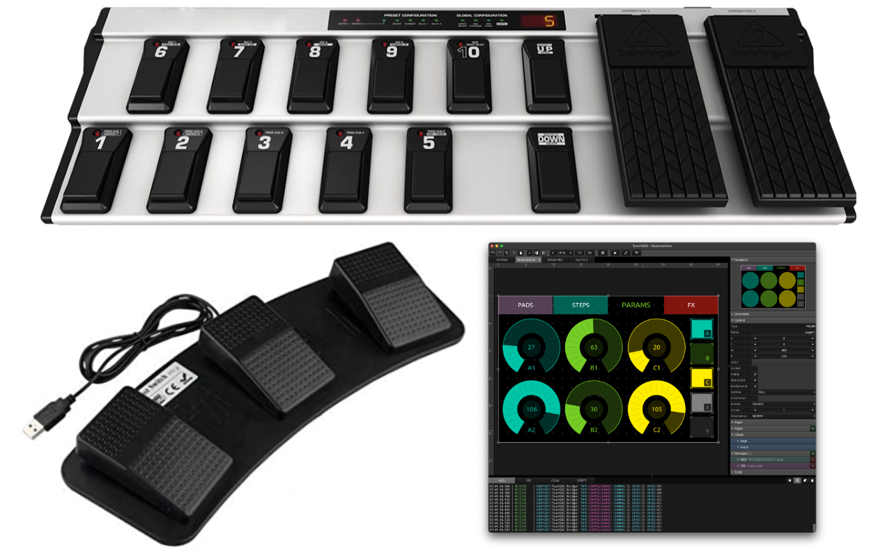Control most of the features in Song Master with foot pedals and OSC controllers