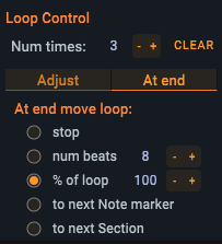 Advanced looping options let you set the number of times to repeat a loop and what to do when at the end of a loop